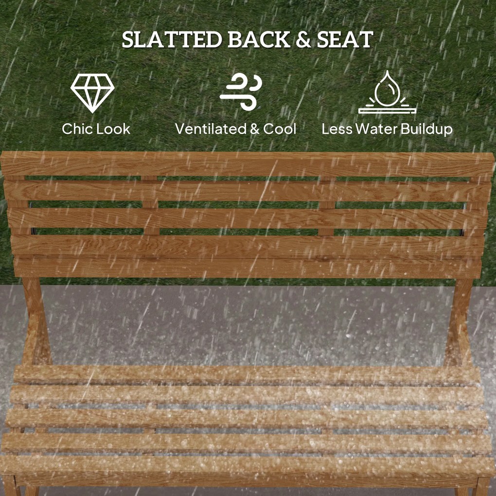 Outsunny 2-osobowa Ławka Ogrodowa z Drewna, odporna na warunki pogodowe, 110x61x89cm, Teak