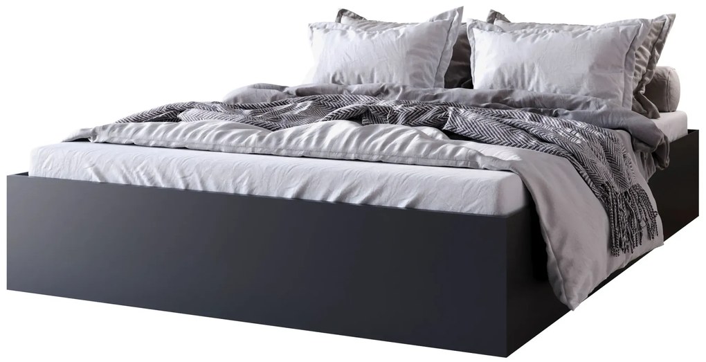 Czarne łóżko z materacem i pojemnikiem 160x200 K6-R02