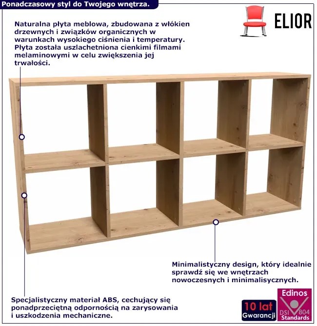 Regał stojący ażurowy dąb artisan - Atela 5x