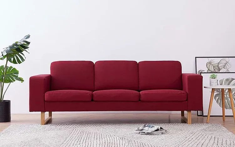 Elegancka trzyosobowa sofa Ladi 3x - czerwone wino