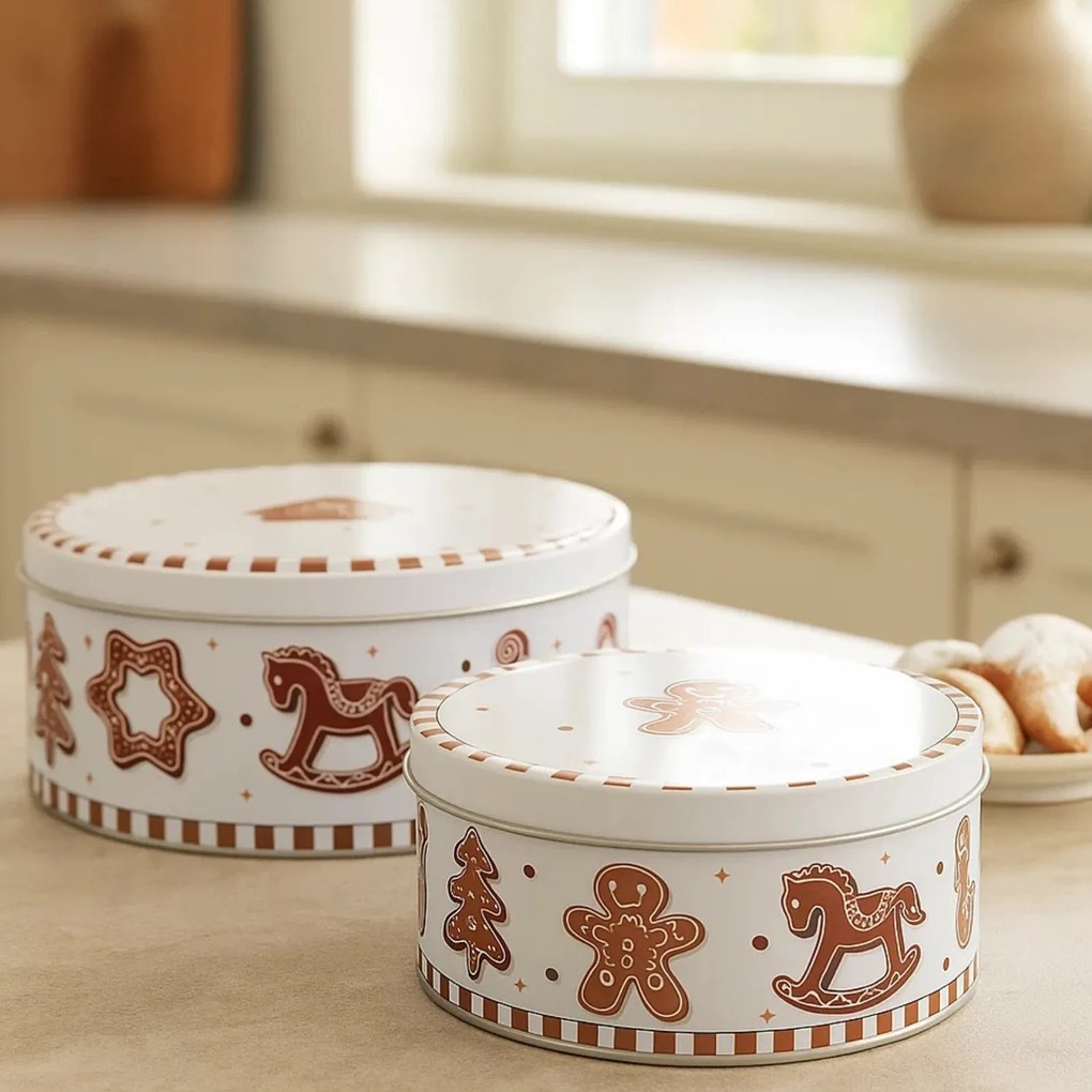 Puszka na ciastka GINGER, ręcznie malowana, 2 szt