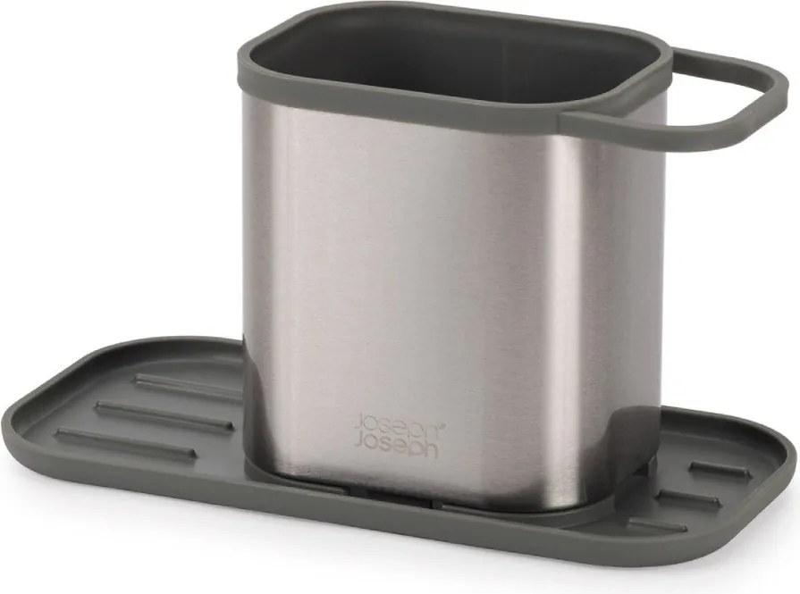 Metalowy stojak na akcesoria do mycia naczyń w kolorze srebra z połyskiem Duo Steel – Joseph Joseph