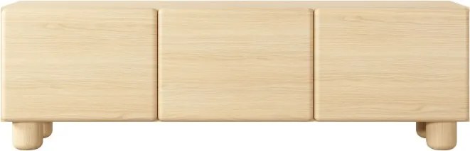 COMO stolik RTV 150 cm 3-drzwiowy jasne drewno – nowoczesna minimalistyczna szafka RTV MDF, push-to-open, drewniane nogi, zaokrą