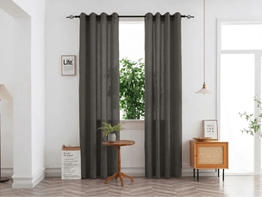 Zasłona TAVIO 140x250 cm, szarobrązowy Zawieszanie: Metalowe pierścienie