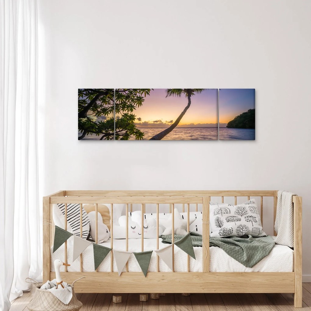 Obraz palmy na plaży (170x50 cm)