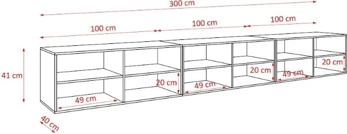 Szafka RTV wisząca VAREN 300 cm do Salonu pod Telewizor - Biały