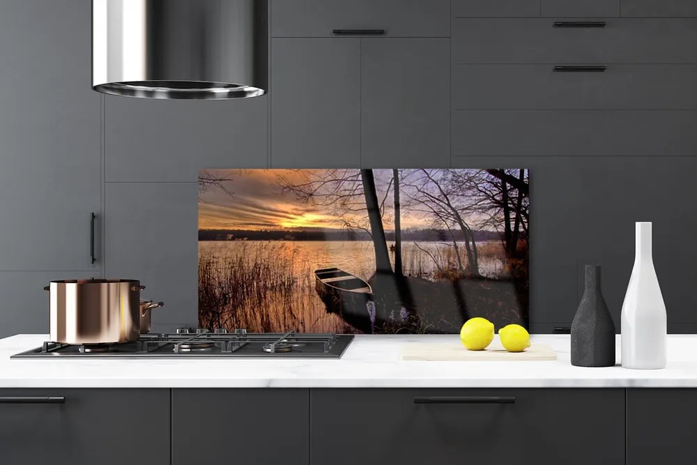 Dekor Szklany do Kuchni Samotna Łódź Pod Żaglami