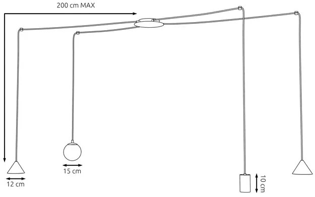 Czarna duża wisząca lampa pająk - D131 Corina 2X