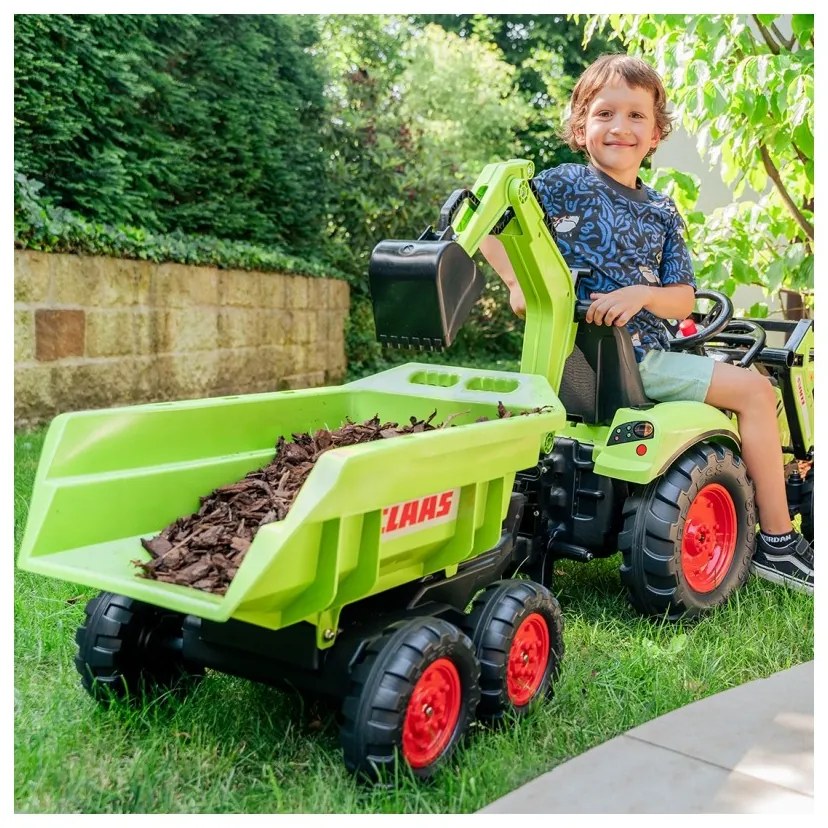 Falk traktor claas avec zielony na pedały z przyczepką od 3 lat