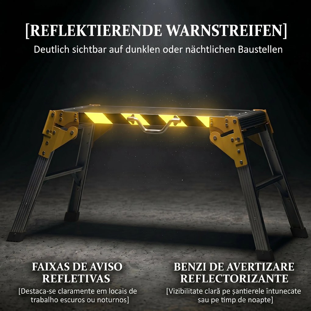 HOMCOM Składany stół warsztatowy z aluminium z uchwytem, antypoślizgowy, 150 kg, 110 x 32 x 50 cm | Aosom PL