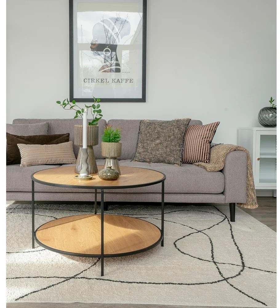 Okrągły stolik z blatem w dekorze dębu ø 80 cm Vita – House Nordic