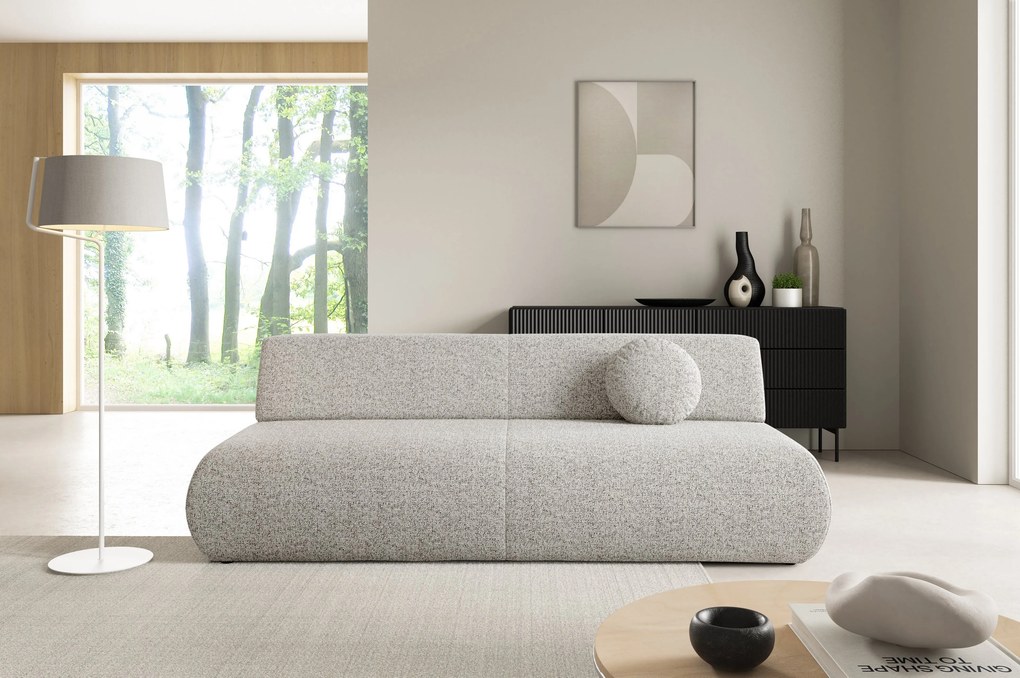 Masseno Sofa DELTA z funkcją spania i pojemnikiem na pościel, Rozkładana sofa - Jasnoszary, PUENTE 09