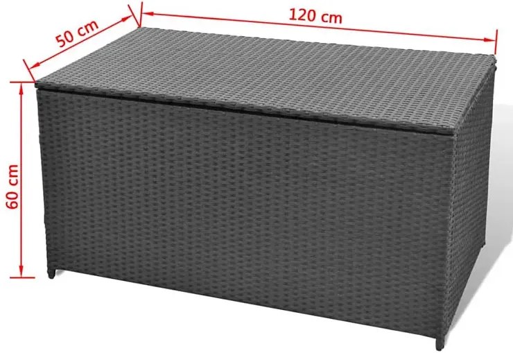 Duża czarna rattanowa skrzynia ogrodowa F0-R46
