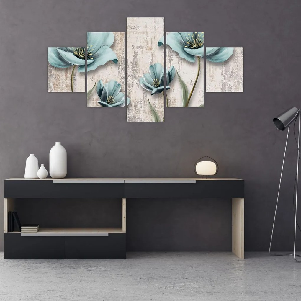 Obraz - Kwiaty na teksturze (125x70 cm)