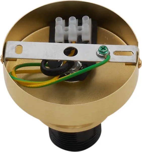 Designerska lampa sufitowa mosiężna z bursztynowym, przechodzącym w mleczny odcień szkłem - Pillon