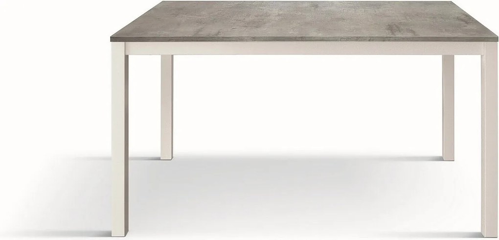 Stół drewniany, beton szary, podstawa biała, wym.120x80-170x80cm - TROPEA