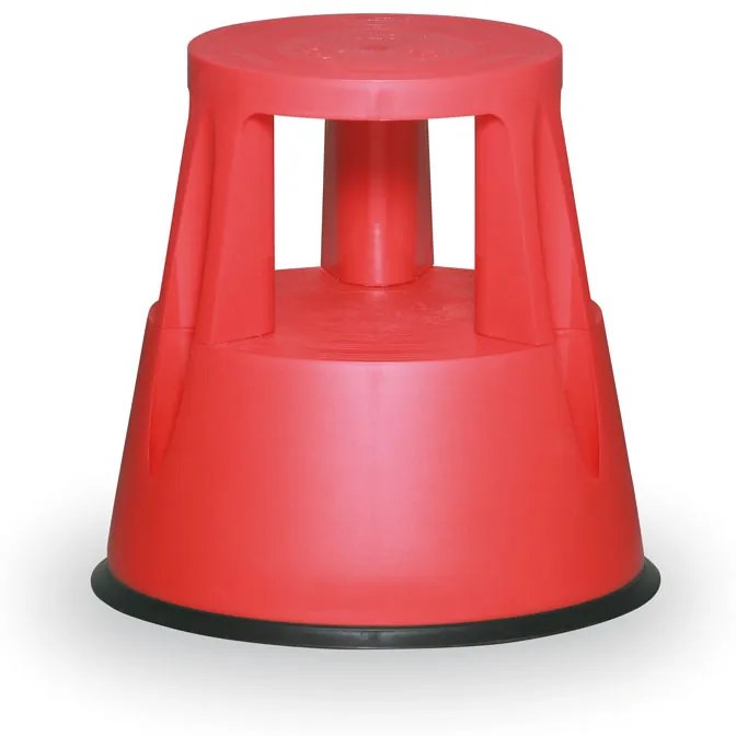 Taboret mobilny plastikowy, czerwony