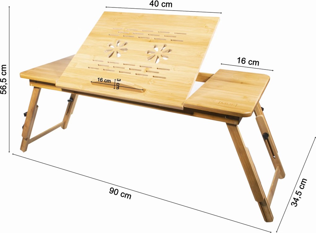 Składany stolik pod laptopa z drewna bambusowego Celsa XL