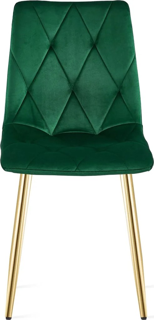 Zielone krzesło do kuchni LIBRA aksamitne ze złotymi nogami