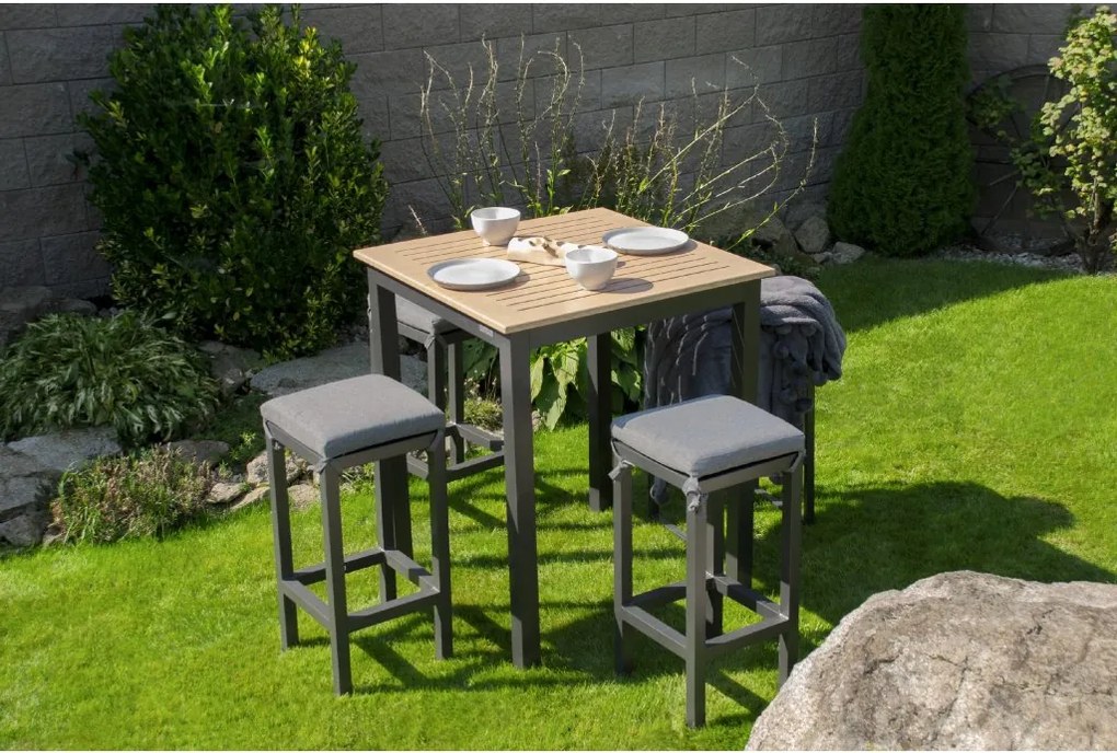 Doppler EXPERT WOOD, jasny antracyt, krzesła barowe, 4+1