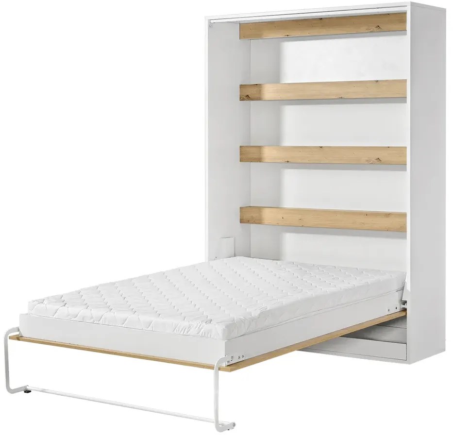 Półkotapczan pionowy biały + dąb 140x200 H9-G18