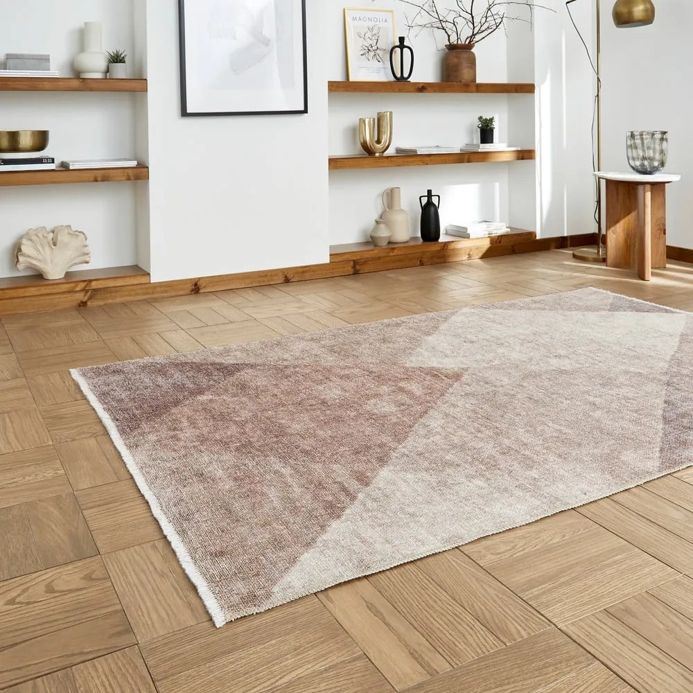 Jasnobrązowy chodnik z mieszanki bawełny odpowiedni do prania 60x170 cm Whisper – Think Rugs