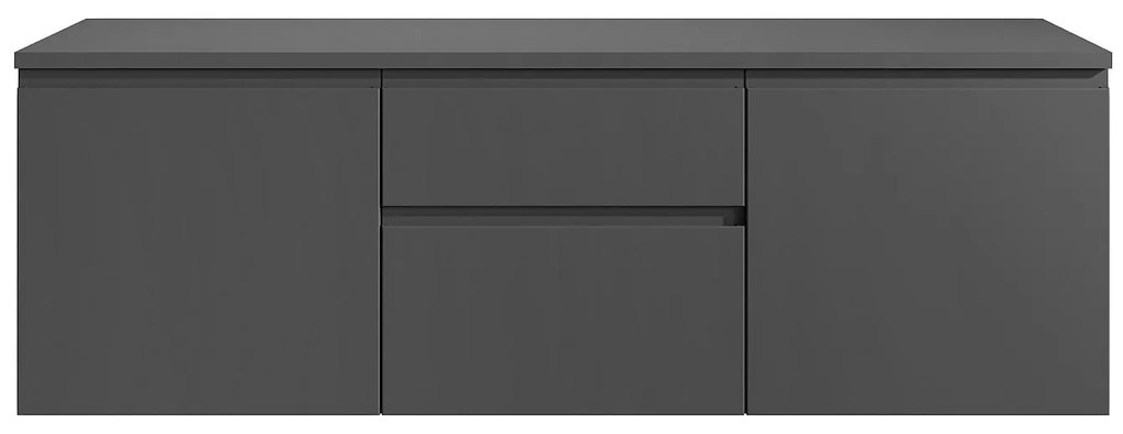 Szafka łazienkowa wisząca   pod umywalkę - Szary - 150 cm - JIMENA II