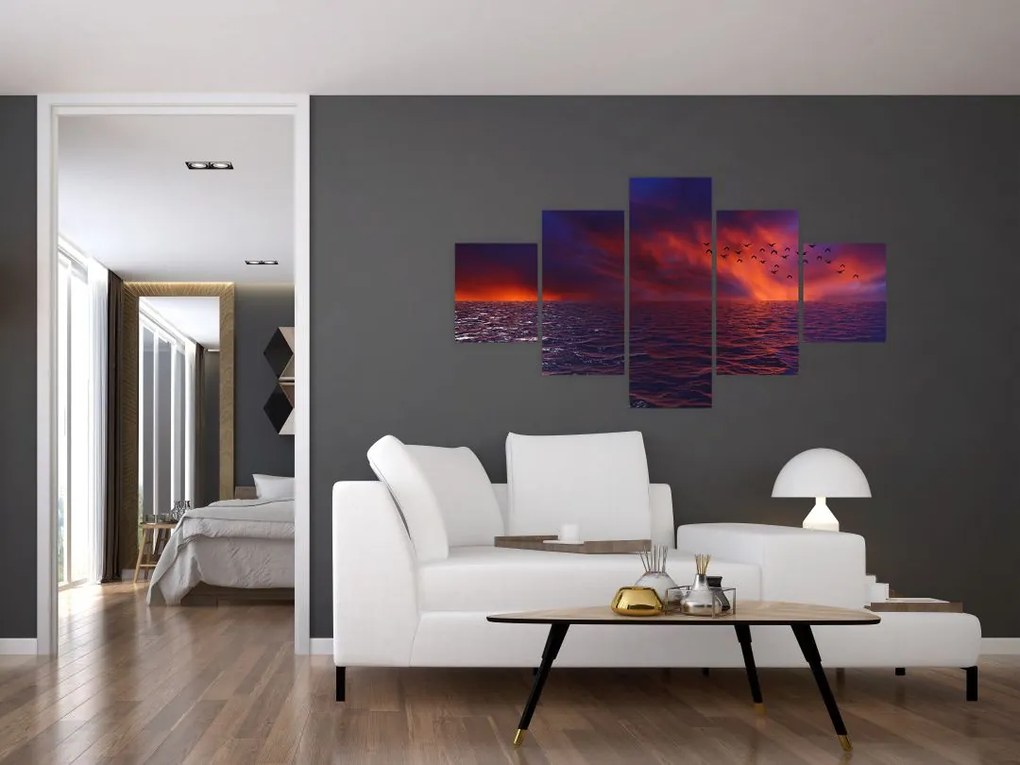 Obraz morza z ptakami (125x70 cm)