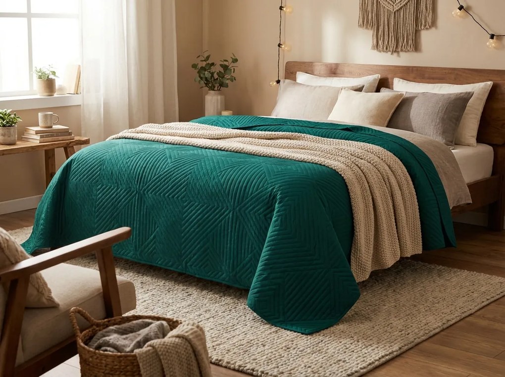 Narzuta na łóżko CALDERA, nafta Rozmiar: 170 x 210 cm