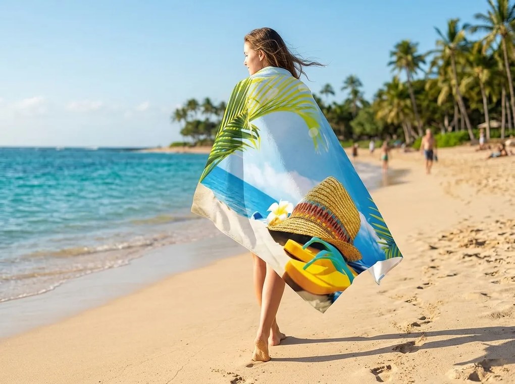 Ręcznik plażowy XXL szybkoschnący SANDORA kolorowy 150 x 210 cm, 100% mikrofibra