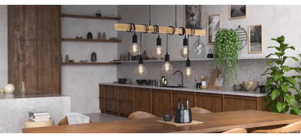 Lampa wisząca w czarno-naturalnym kolorze TOWNSHEND – EGLO