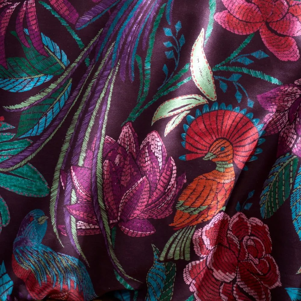 Fioletowa aksamitna pościel jednoosobowa 135x200 cm Bridgerton Kate Floral – Catherine Lansfield