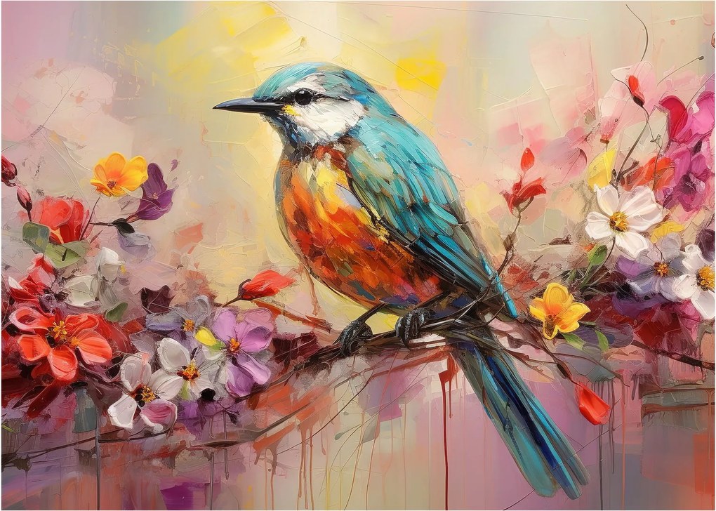 Obraz - Malowanie ptaka (70x50 cm)
