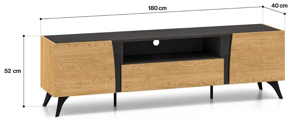 Szafka RTV HESTIA 2D1S dąb/czarny ML MEBLE