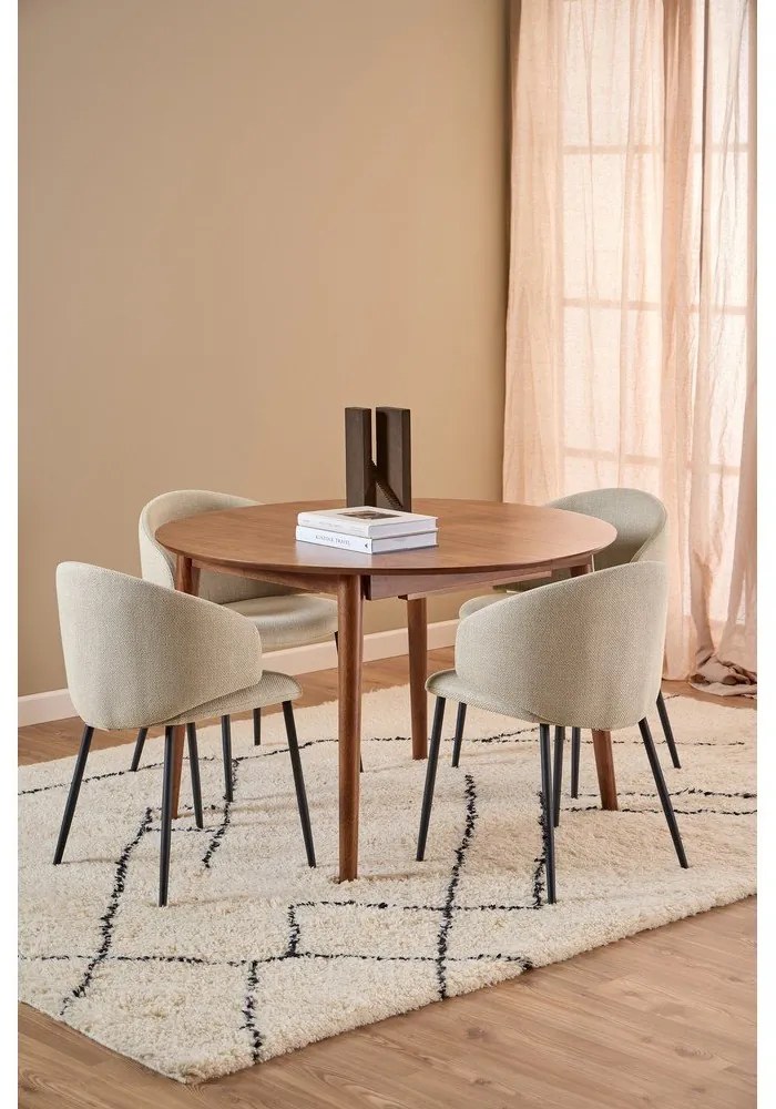 Okrągły rozkładany stół z dodatkowym blatem w dekorze orzecha ø 115 cm Montreux – Actona