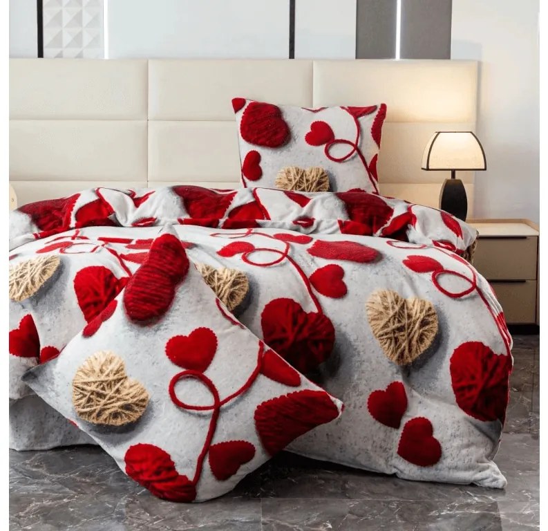 PrzytulneMieszkanie.pl PrzytulneMieszkanie.pl Pościel z mikropluszu VELHEART czerwona Rozmiar pościeli: 70 x 80 cm | 140 x 200 cm