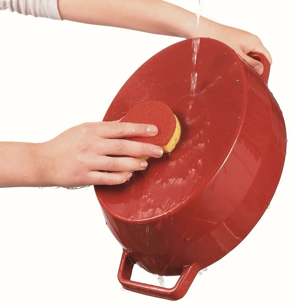Pyrex Naczynie żeliwne z pokrywką 4 l, 29 x 21 cm,czerwone, 4 l
