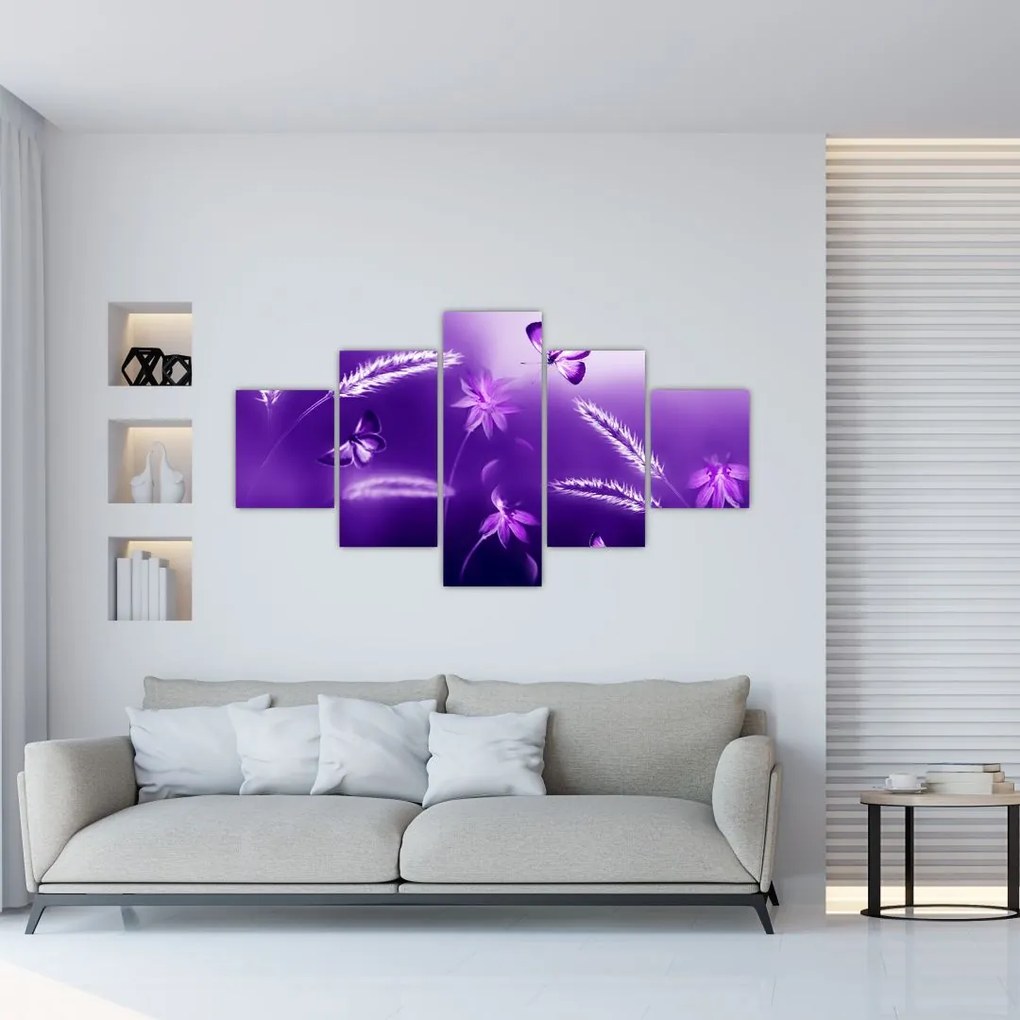 Obraz- Łąka motylów (125x70 cm)