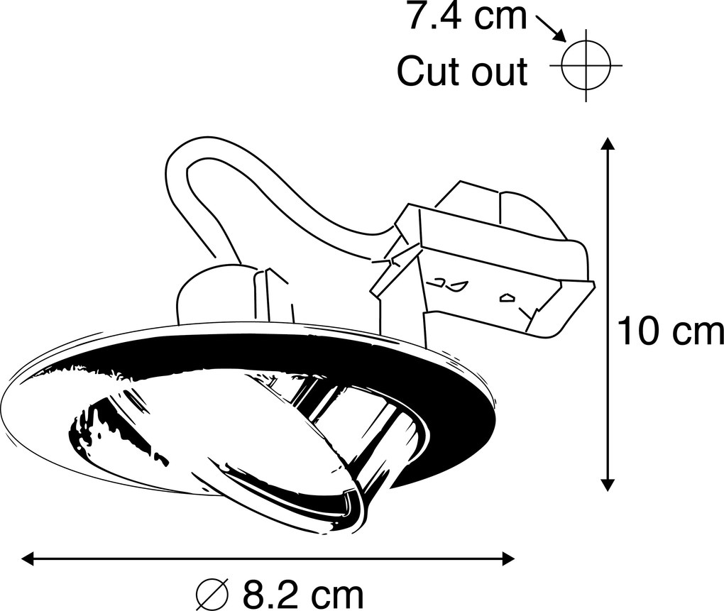 Zestaw 6 okrągłych, uchylnych reflektorów wpuszczanych, kolor złoty - Edu