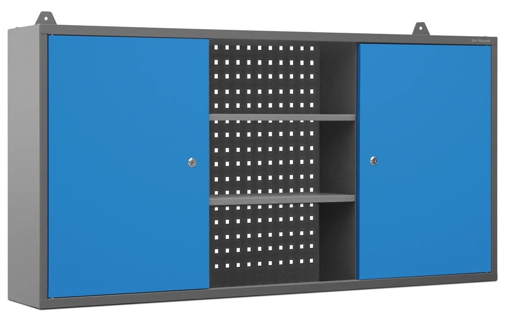 Szafka warsztatowa wisząca antracytowo-niebieska, 1200x600x200 mm: BEN