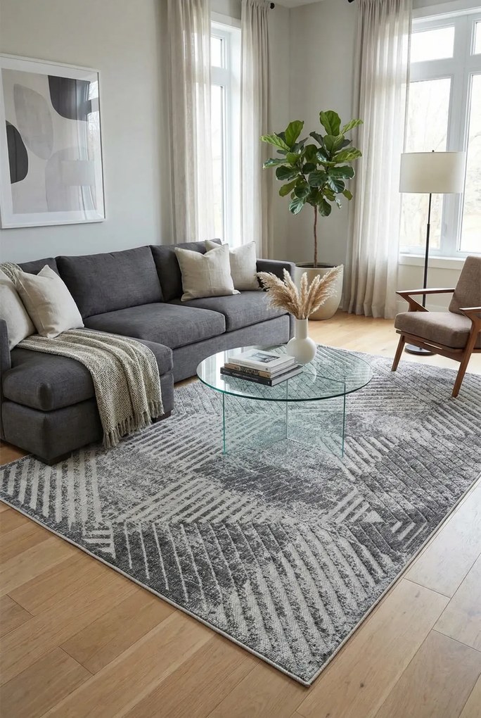 Jasnoszary nowoczesny dywan sznurkowy H9-D04