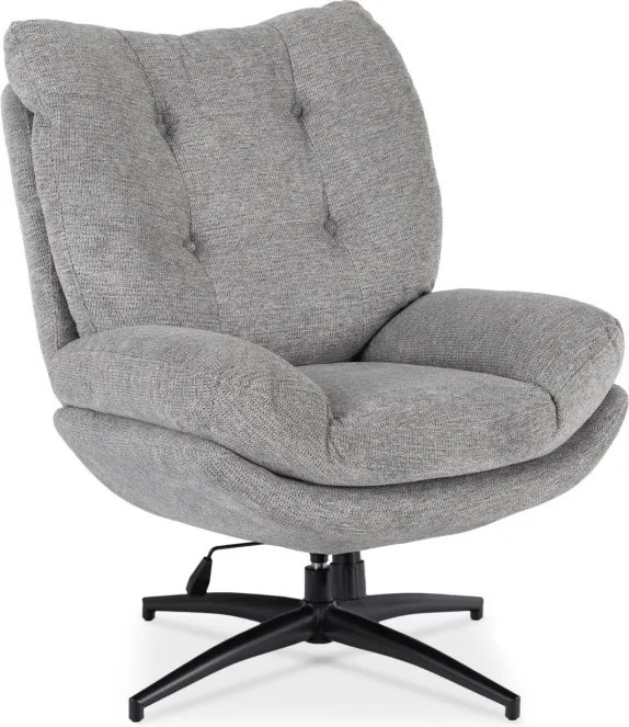 Fotel Wypoczynkowy Obrotowy FREMONT z Podnóżkiem Szary Nowoczesny