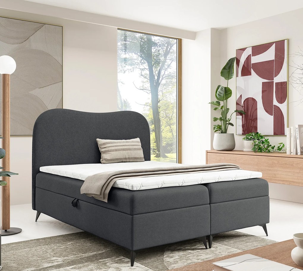 Ciemnoszare łóżko kontynentalne 5 rozmiarów T1-G57