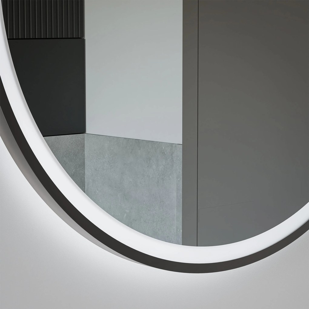 Lustro podświetlane LED 8232 - 2.0 okrągłeAluminiowa rama - Czarny mat - Piaskowany