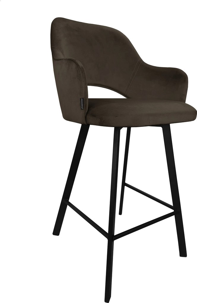 Hoker Milano krzesło barowe tkanina Welur podstawa metalowa : Kolor nogi - Czarna profil, Kolor tkaniny - VELVET - MG05, Typ siedziska - Siedzisko stałe