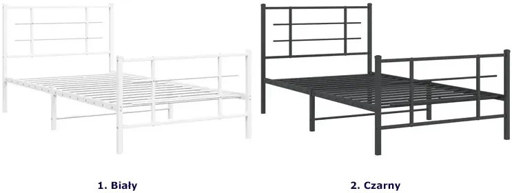 Czarne metalowe łóżko małżeńskie 100x200cm - Alester