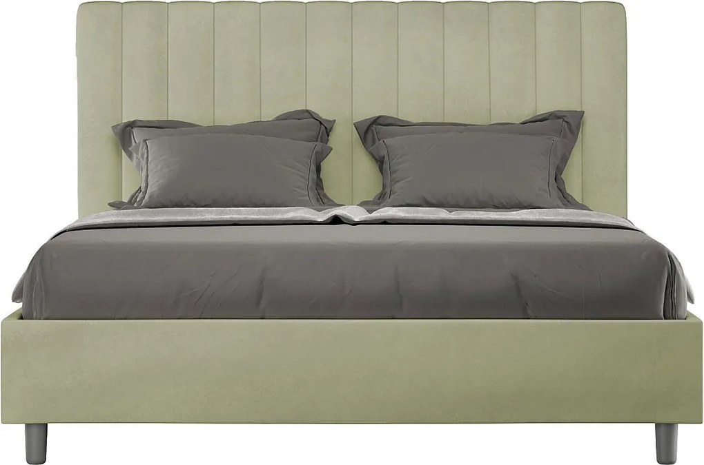 Łóżko bez stelaża tapicerowane 140x190 microfibra zielony Agueda