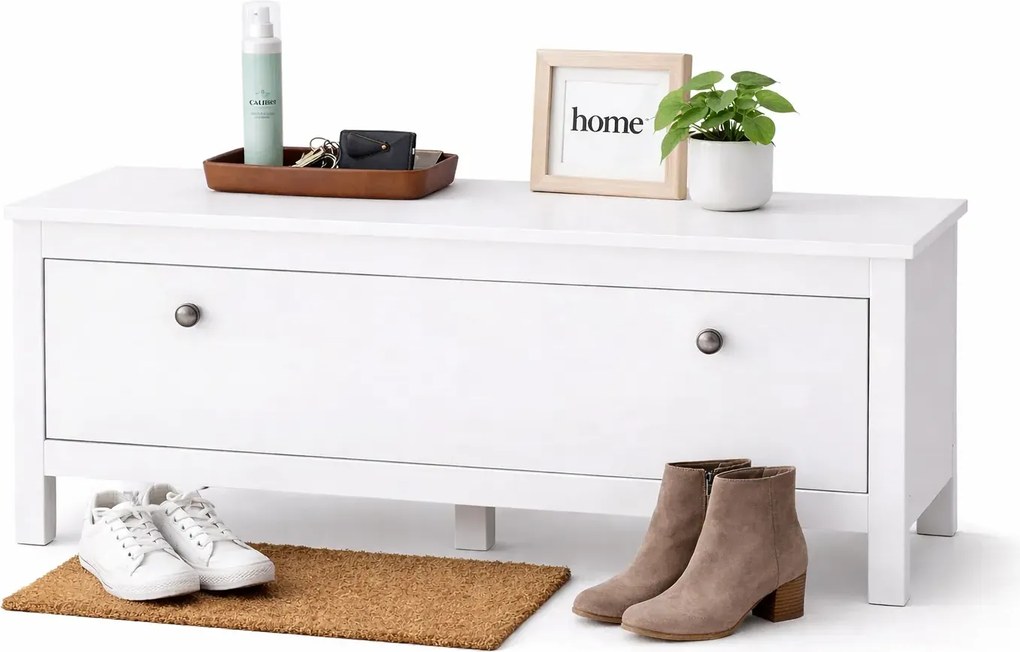 Biała niska szafka na buty do przedpokoju D4-H84