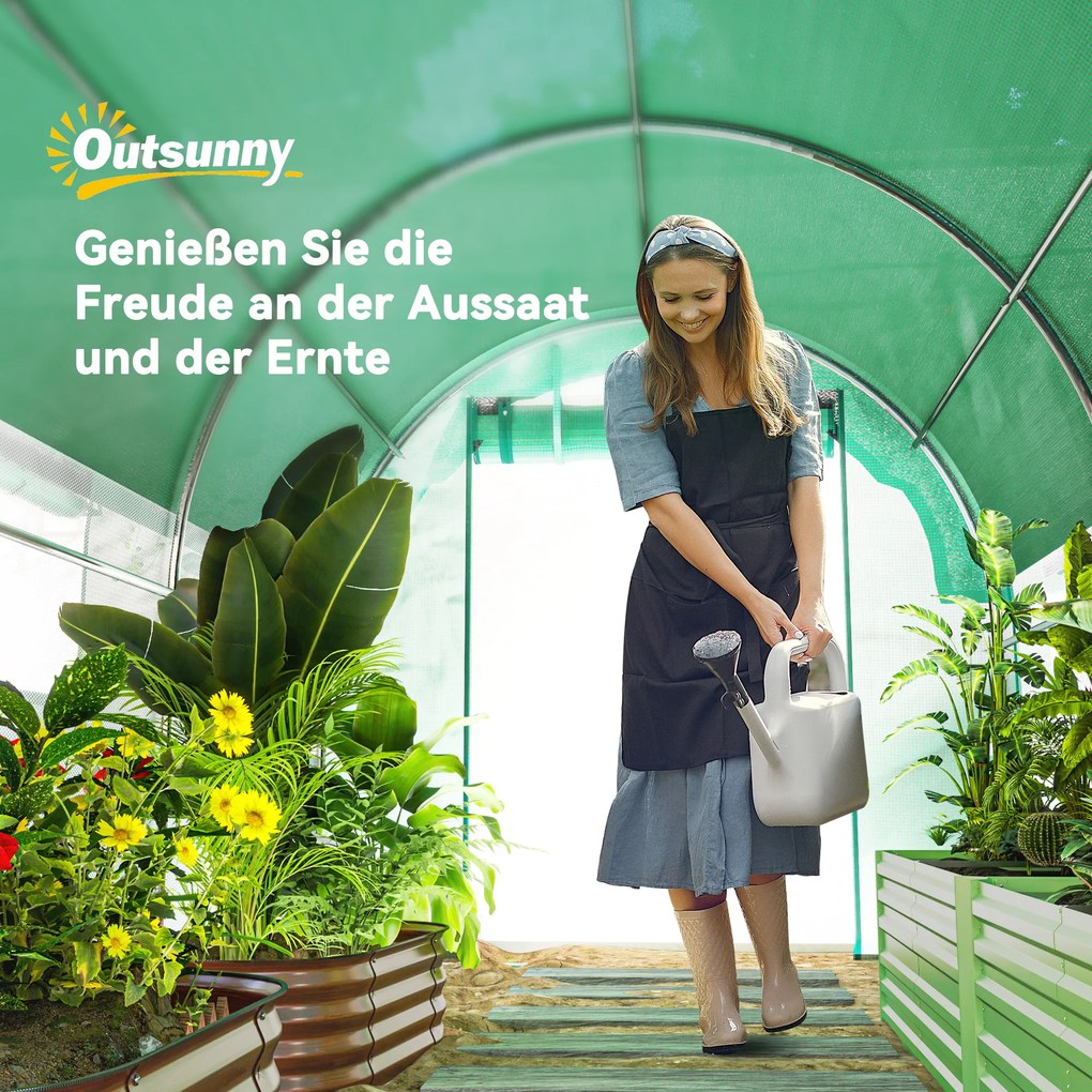 Outsunny 3 x 2 x 2 m Szklarnia tunelowa z siatką przeciwsłoneczną, zwijanymi bocznymi ścianami, pokryciem plastikowym, ramą stalową, Zielona