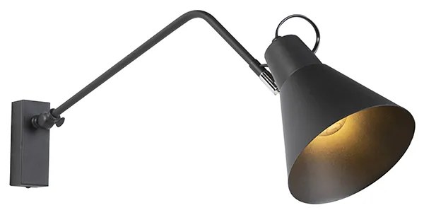 Designerska lampa ścienna czarna regulowana - Luna
